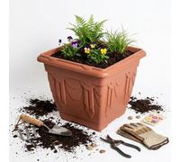 Pluto Packaging 6 X 30Cm Terracotta Brown Venetian Square Indoor Outdoor Flower Planter