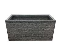 Pluto Packaging 60cm Long Rectangular Brick Slate Effect Outdoor Lightweight Large Deep Garden Flower Herbs Vegetables Planter (2 Slate Trough Planters)