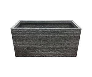 Pluto Packaging 60cm Long Rectangular Brick Slate Effect Outdoor Lightweight Large Deep Garden Flower Herbs Vegetables Planter (1 Slate Trough Planter)