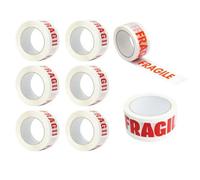 Pluto Packaging 72 Rolls 50mm X 66M Printed Fragile Tape Easy Tear Water Resistant Perfect For Sealing Packages