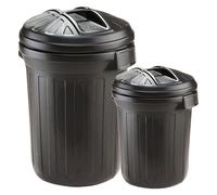 Pluto Packaging Black Large Heavy Duty Shatterproof 80 Litre Dustbin