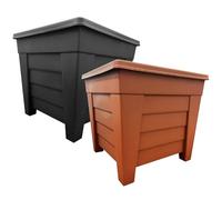 Pluto Packaging Black & Terracotta 33cm Indoor Outdoor Square Greenhouse Garden Flower Plant Pots (8, Black)