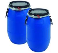 Pluto Packaging Blue Air Tight Plastic Open Top 30L Storage Barrel