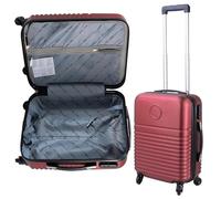 Pluto Packaging Burgundy Small Cabin Carry On Travelling Suitcase Bag with Fully Lined Interior, Handle & Combination Lock
