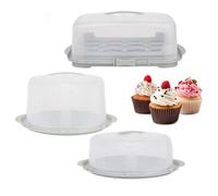 Pluto Packaging Clear Plastic Cake Cupcake Caddy Storage Containers With Lids & Carry Handles (Round Cake Box)