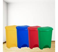Pluto Packaging Commercial Medical Utility Waste 50 Litre Red, Yellow, Blue & Green Coloured Recycling Bins With Foot Pedal (Green, 2)