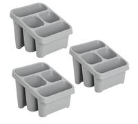 Pluto Packaging Grey Plastic 4 Compartment Caddy Holder High Grade Sink Tidy Cutlery Drainer Ideal For Kitchens (2)