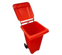 Pluto Packaging Large 240L Red Garden Waste Outdoor Wheelie Bin With Rubber Wheels Handle & Lid