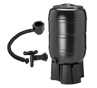 Pluto Packaging Large Black 210 Litre Water Butt For Outdoors Gardens Plants Complete With Stand, Filer, Tap & Lockable Lid, H97cm x W57cm x D57cm (54745)