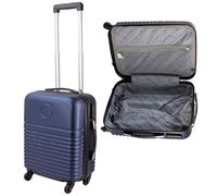 Pluto Packaging Lightweight ABS Hard Shell Navy Luggage Suitcase Travelling Cabin Carry On Bag with Handle & Combination Lock
