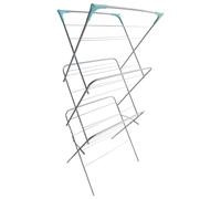Pluto Packaging Lightweight Foldable 3 Tier Clothing Airer Rack With Non-Slip Feet & Corner Spaces For Hangers