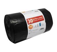 Pluto Packaging Pack Of 30 Large 240L Black Heavy Duty Wheelie Bin Refuse Rubbish Garbage Sacks For Outdoors