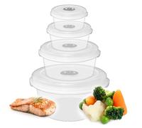 Pluto Packaging Pack Of 4 Clear Plastic Microwave Food Storage Containers With Steam Control Valves & Lids
