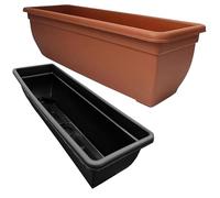 Pluto Packaging Winchester Trough 60cm Bell Pot Black Or Terracotta Rectangular Indoor Outdoor Planter For Flowers & Plants (6, Black)