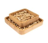 Plutreas Bamboo Pistachio Snack Bowl Nut Bowl with Shell Storage, Double Dish Pistachio Pedestal for Nuts, Peanut