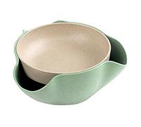 Plutreas Double Dish Pistachios Bowl, Snack Serving Bowl for Peanuts Pistachios Cherries Edamame Fruits Candy (Green)