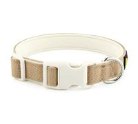 Plutus Pet Cotton Dog Collar, Heavy Duty Collar with Soft Padding, Adjustable and Comfortable for Small Medium and Large Dogs, Beige, L
