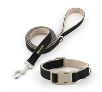 Plutus Pet Cotton Hemp Dog Collar and Lead Set, Adjustable, Gentle on Skin