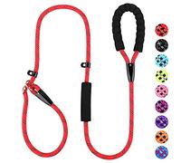 PLUTUS PET Dog Slip Lead, Anti-Choking with Traffic Padded 2 Handles, Reflective Strong Sturdy Heavy Duty Rope, 6FT/182cm for Training Medium Large Dogs (6' Red)