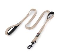 Plutus Pet Double Handle Dog Lead 1.8m, Heavy Duty, Reflective Dual Handle Dog Lead for Safety Training, for Medium Large Dogs,2 Handle Leads(Beige)