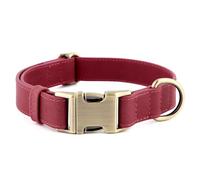 Plutus Pet Genuine Leather Dog Collar - Adjustable Pet Collar with Quick Release Metal Buckle, Soft Real Leather for Small Medium Large Dogs, Heavy Duty & Skin-Friendly (Burgundy, XS)