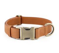 Plutus Pet Genuine Leather Dog Collar - Adjustable Pet Collar with Quick Release Metal Buckle, Soft Real Leather for Small Medium Large Dogs, Heavy Duty & Skin-Friendly (Light Brown, L)