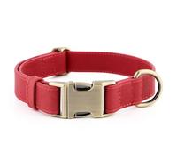 Plutus Pet Genuine Leather Dog Collar - Adjustable Pet Collar with Quick Release Metal Buckle, Soft Real Leather for Small Medium Large Dogs, Heavy Duty & Skin-Friendly (Red, XS)