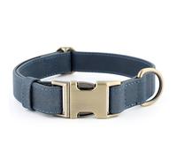 Plutus Pet Genuine Leather Dog Collar - Adjustable Pet Collar with Quick Release Metal Buckle, Soft Real Leather for Small Medium Large Dogs, Heavy Duty & Skin-Friendly (Blue, L)