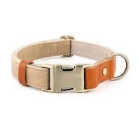 Plutus Pet Genuine Leather & Hemp Dog Collar - Adjustable Heavy Duty Pet Collar with Quick Release Metal Buckle, Soft & Stylish for Puppy and Small, Medium, Large Dogs (Beige, XS)