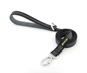 Plutus Pet Heavy Duty Dog Lead with Lockable Aluminum Carabiner, 4/6 Feet Long, Double-Sided Reflective Nylon, Padded Handle, for Puppy, Small, Medium and Large Dogs (Black, 2.5 x 180cm)