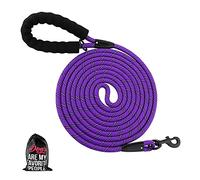 Plutus Pet Long Rope Dog Lead - Comfortable Padded Handle, Reflective Nylon Heavy Duty Rope, 4.5m, 6m, 9m for Small to Large Dogs (Violet)