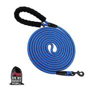 Plutus Pet Long Rope Dog Lead, With Comfortable Padded Handle, Reflective Nylon Heavy Duty Rope Lead, 4.5m 6m 9m 15m 20m Dog Training Lead for Small Medium Large Dogs (15m, Navy Blue)