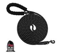 PLUTUS PET Long Rope Dog Lead, With Comfortable Padded Handle, Reflective Nylon Heavy Duty Rope Lead, 4.5m 6m 9m Dog Training Lead for Small Medium Large Dogs (4.5m, Black)