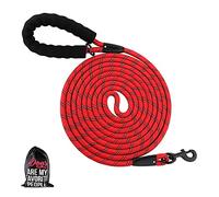 Plutus Pet Long Rope Dog Leash - Comfortable Padded Handle, Reflective Nylon Heavy Duty, 15FT 20FT 30FT Training for Small Medium Large Dogs (20FT, Red)
