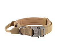 Plutus Pet Tactical Dog Collar, Soft Padded, Adjustable With Heavy Duty Metal Buckle, Military Dog Collar With Control Handle For Medium Large and Extra Large Dogs (XL, Brown)