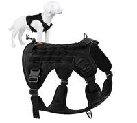 Plutus Pet Tactical Dog Harness with All Metal Buckles, Adjustable, No-pull Service Dog Vest with Molle System for Small Medium Large Dogs (Black, M)