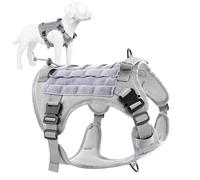 Plutus Pet Tactical Dog Harness with All Metal Buckles, Adjustable, No-pull Service Dog Vest with Molle System for Small Medium Large Dogs (Grey, M)