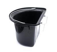 Pluuttiem 1 PCS Flat Back Plastic Animal Feed Bucket Animal Feed Bucket Black with Metal Handle Horse Feed & Water Bucket