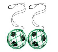 Pluuttiem 2PCS Football Kick Trainer Soccer Ball Net, for Ball Size 3, 4, 5, Solo Soccer Kick Practice Training Aid Green