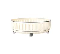 Pluuttiem 360-Degree Rotating Makeup Organizer for Dresser, Cosmetic Storage with Compartments for Perfumes Easy Install Creamy Yellow,A