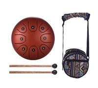 Pluuttiem 5.5 Inch Mini 8-Tone Steel Tongue Drum C Key Percussion Instrument Hand Pan Drum with Drum Mallets Carry Bag,Red
