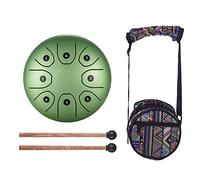 Pluuttiem 5.5 Inch Mini 8-Tone Steel Tongue Drum C Key Percussion Instrument Hand Pan Drum with Drum Mallets Carry Bag,Green