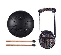 Pluuttiem 5.5 Inch Mini 8-Tone Steel Tongue Drum C Key Percussion Instrument Hand Pan Drum with Drum Mallets Carry Bag,Black