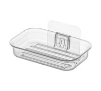 Pluuttiem Easy Installation Soap Holder Kitchen Wall Mount Dish No Drill Modern Clear Drain Bathroom Shampoo Container A