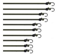 Pluvios - Heavy Duty Bungee Cords with Hooks - 10 Pack - Choice of Sizes - Multi-Purpose Elastic Bungee Straps with Hooks for Luggage Straps, Camping - Weatherproof & UV Resistant