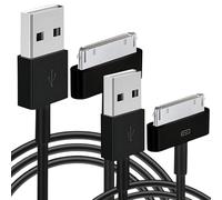 pluX [2 Pack] Extra Long USB Cable for iPhone [ 4s, 4, 3Gs, 3G ], iPad and iPod (nano, touch, Classic) - Sync & Charge - Compatible with All Models with old Dock connector - Length : 2M / 6.6ft