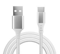 pluX [6.6ft/2m Charger for Samsung Galaxy A15 / A05s / A25 / A14 / A04s / A13 / A04s / A22 / A23 / A33 / A53 / A73 / A12 M13 M23 M33 M53 S22 S23 Nylon Braided USB C to USB A Charging Cable (SILVER)