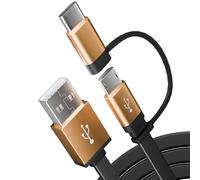 pluX Fast USB to Micro USB + USB C Cable for Charging (compatible with most Micro-USB devices including tablets, Kindle, Kobo, E-readers, smartphones and more)