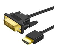 pluX HDMI DVI adapter cable with A.I.S. signal interference protection - 2m (bi-directional DVI-D 24+1/HDMI monitor cable, connect HDMI device to DVI monitor or vice versa, Full HD/1080p)