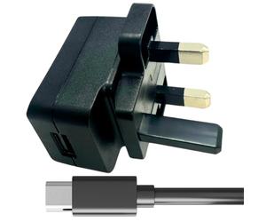 PluX Micro-USB Charger with 2m Cable for Kindle, Android Phone, Tablet, Security Camera (Black)